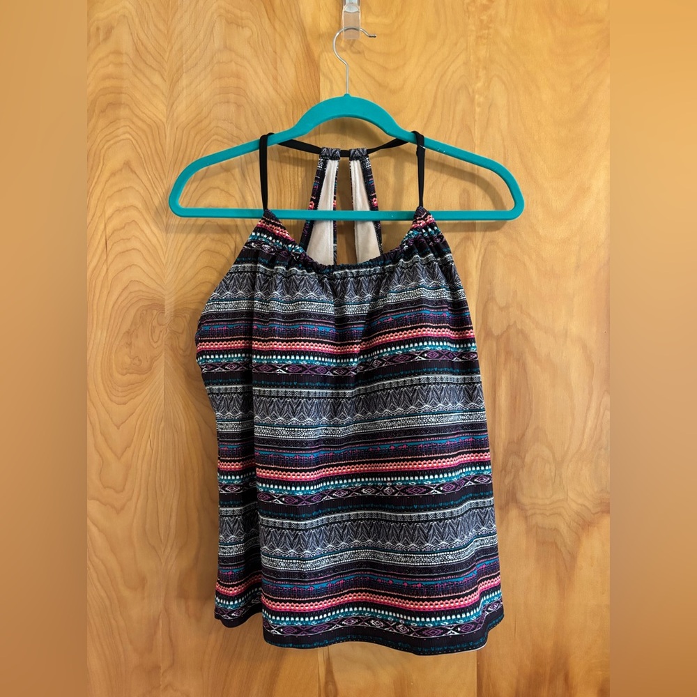 Kona Sol Colorful Striped Halter Swim Top Size XL EUC